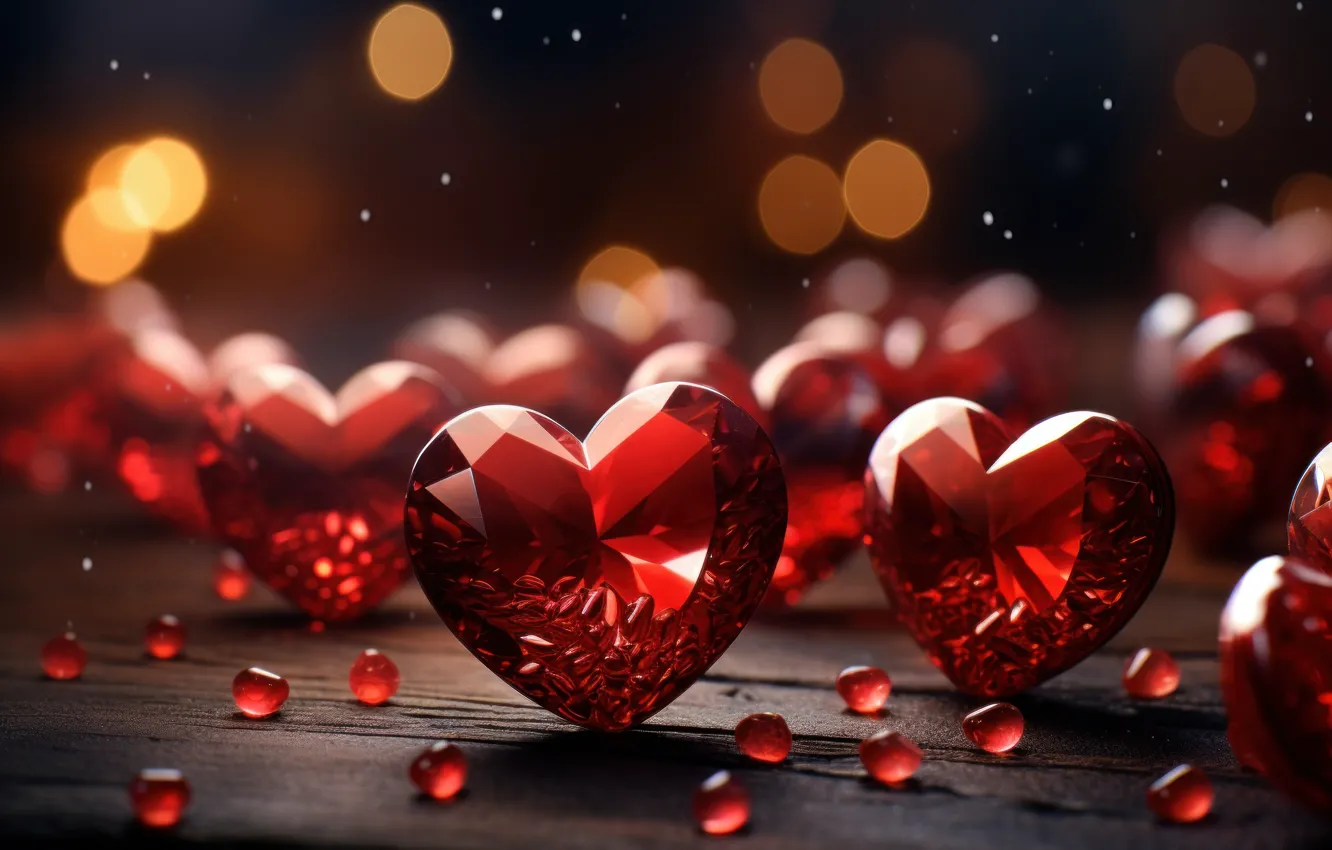 Photo wallpaper light, love, lights, holiday, red, heart, Board, Shine