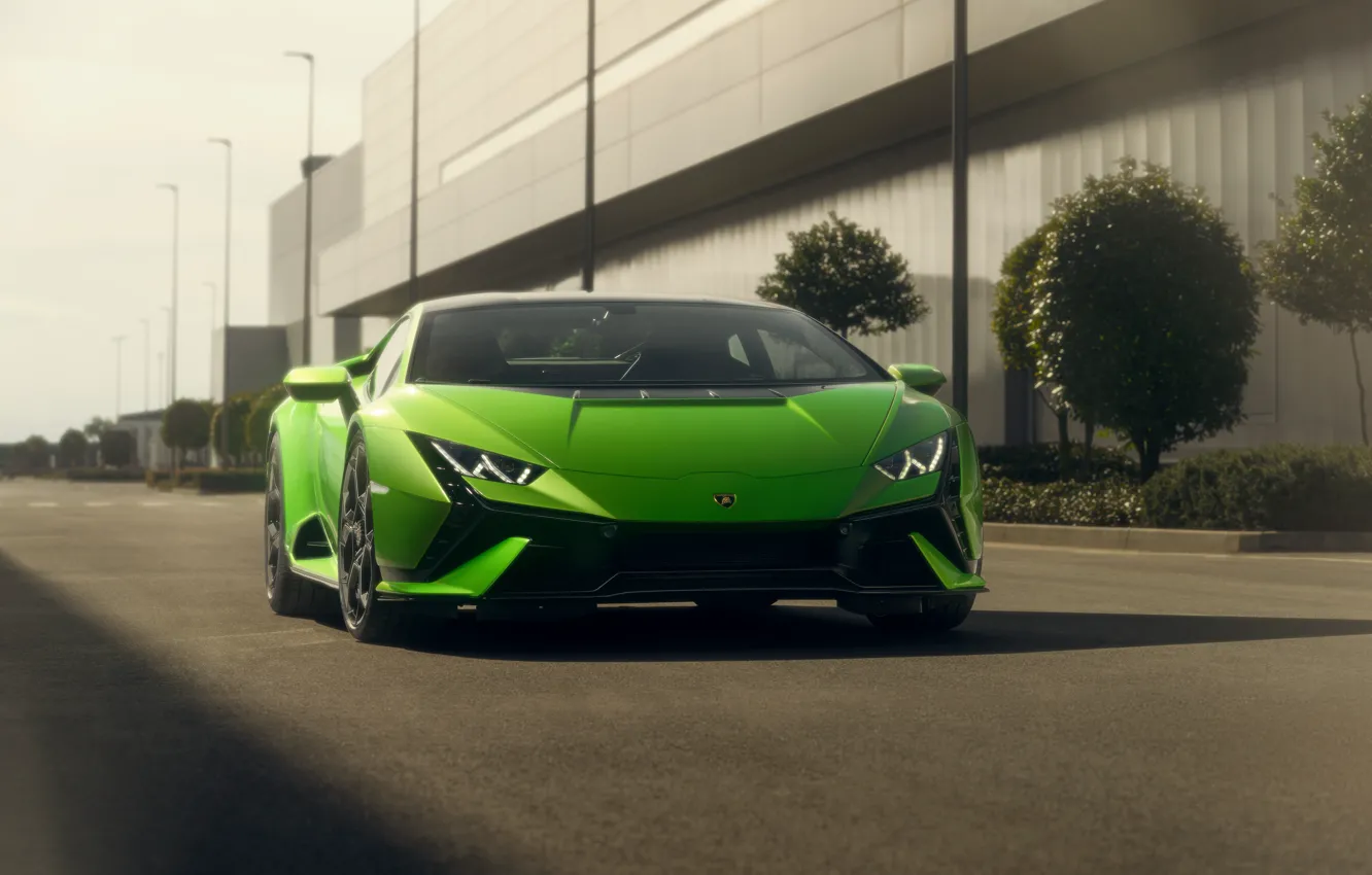 Photo wallpaper green, lights, Lamborghini, Lambo, the front, Huracan, huracan, Lamborghini Huracan Tecnica