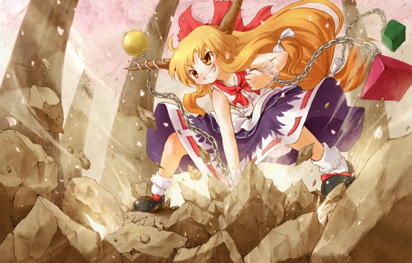 Photo wallpaper stones, power, rage, chain, blow, horns, baby, fist