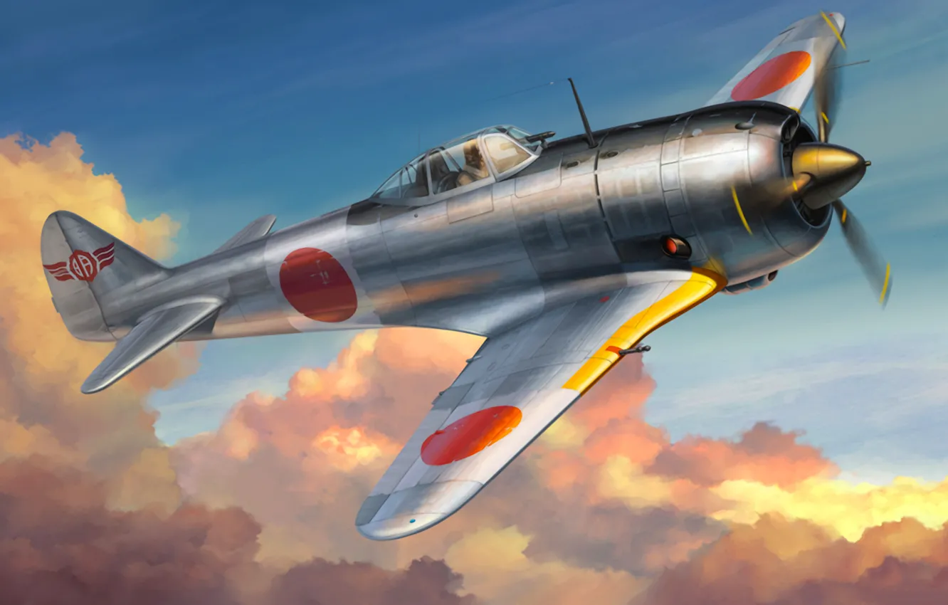 Photo wallpaper art, painting, aviation, WW2, Nakajima That-44 Shoki (Tojo), WAR