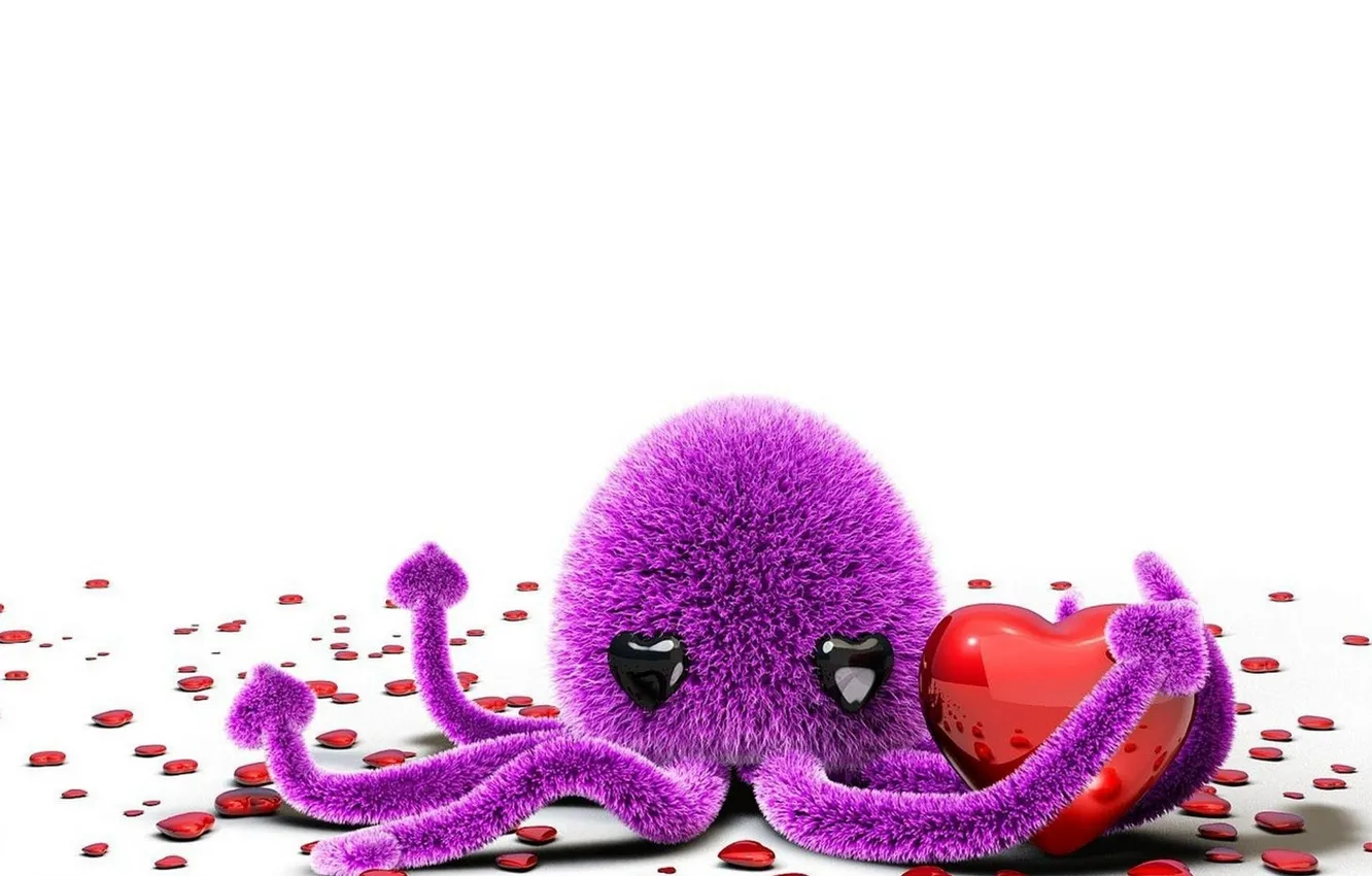 Photo wallpaper white, heart, Octopus