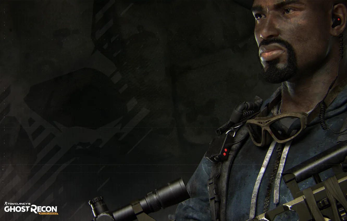 Photo wallpaper gun, Ghost, soldier, weapon, man, sniper, rifle, Tom Clancy's