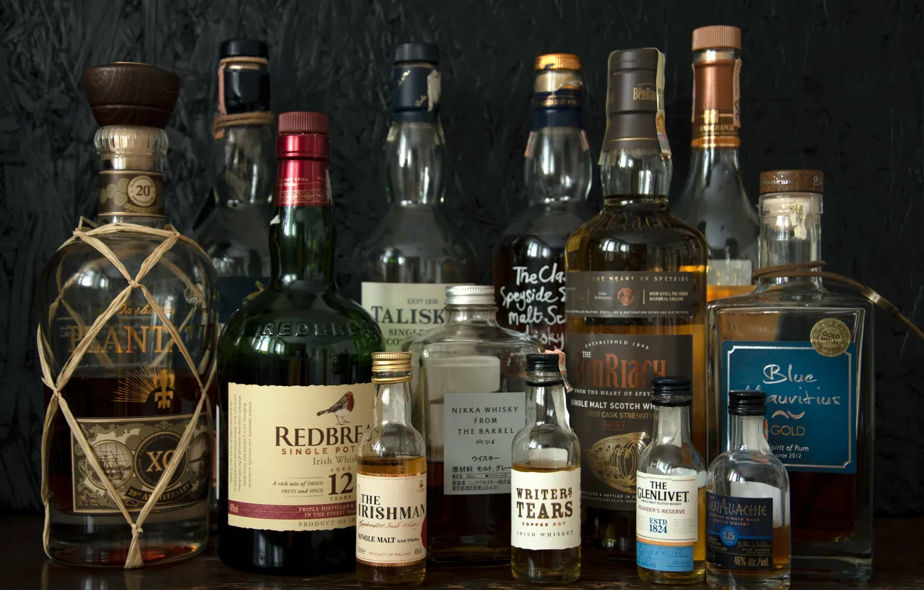 Photo wallpaper bottle, alcohol, whiskey, plantation, Irishman, Redbreast, Nikka, Talisker