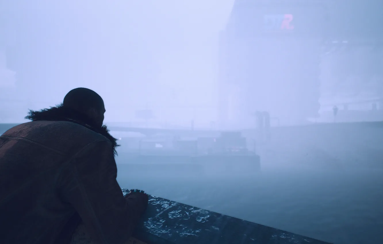 Photo wallpaper game, river, Cyberpunk 2077, NightCity