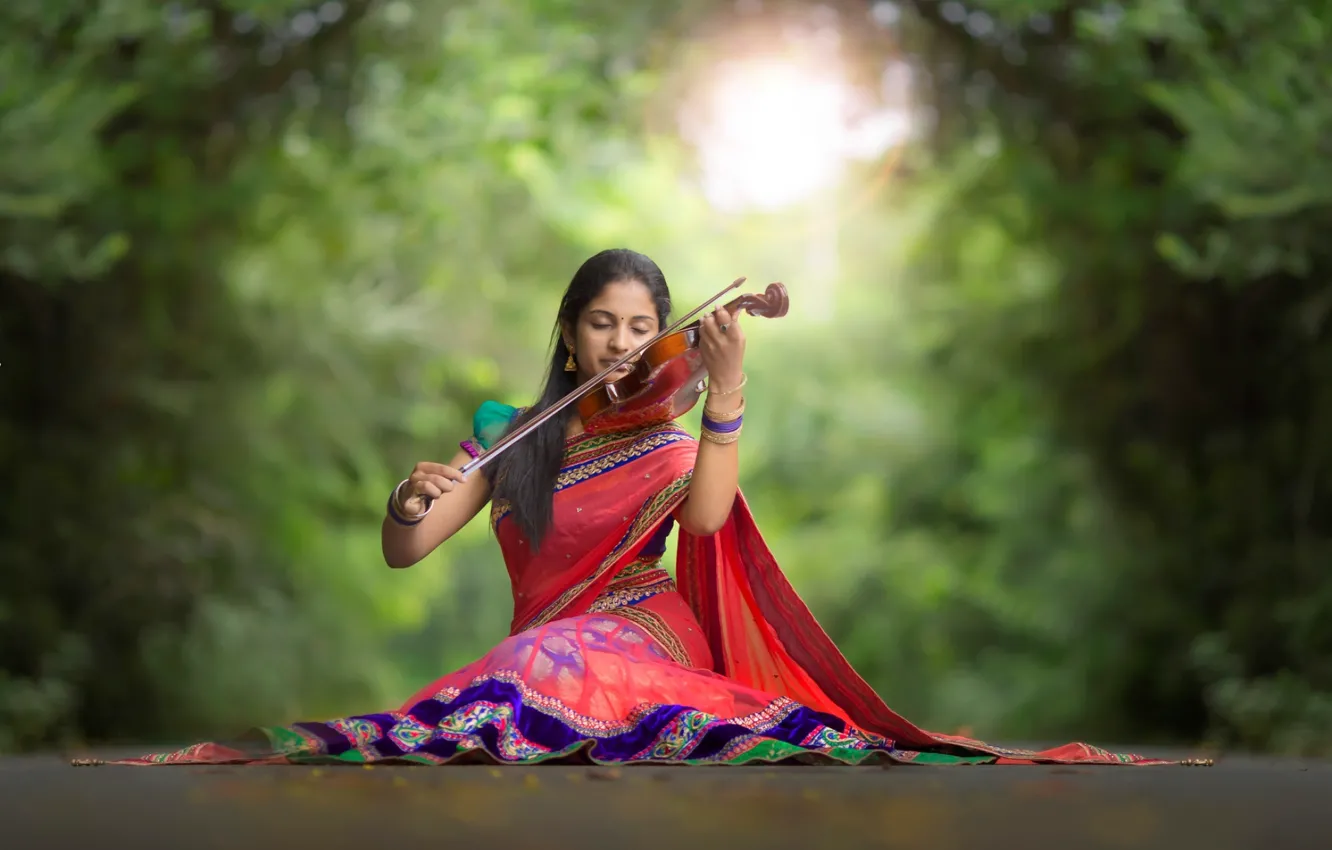 Photo wallpaper girl, music, violin