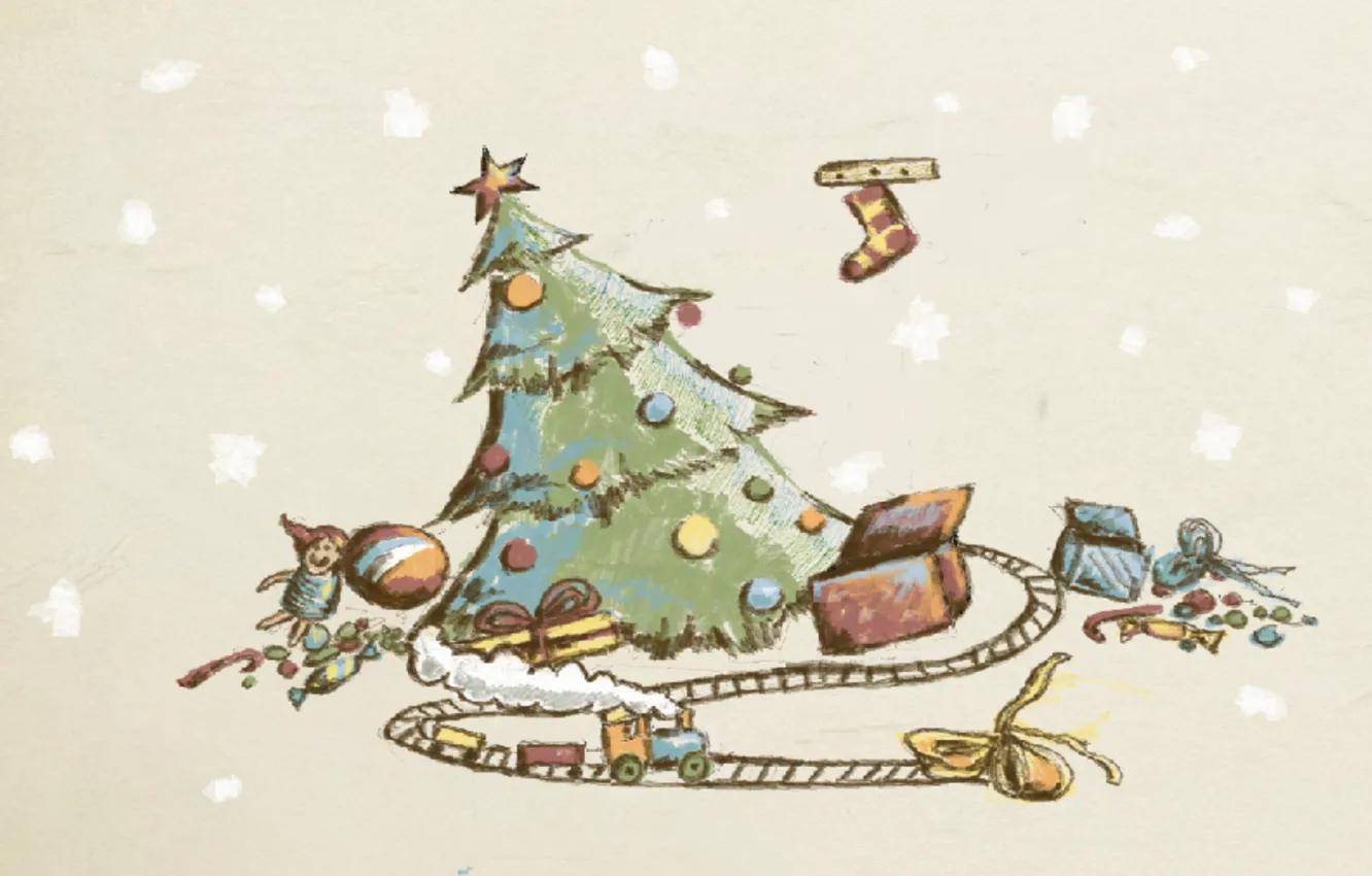 Photo wallpaper holiday, toys, figure, tree, gifts