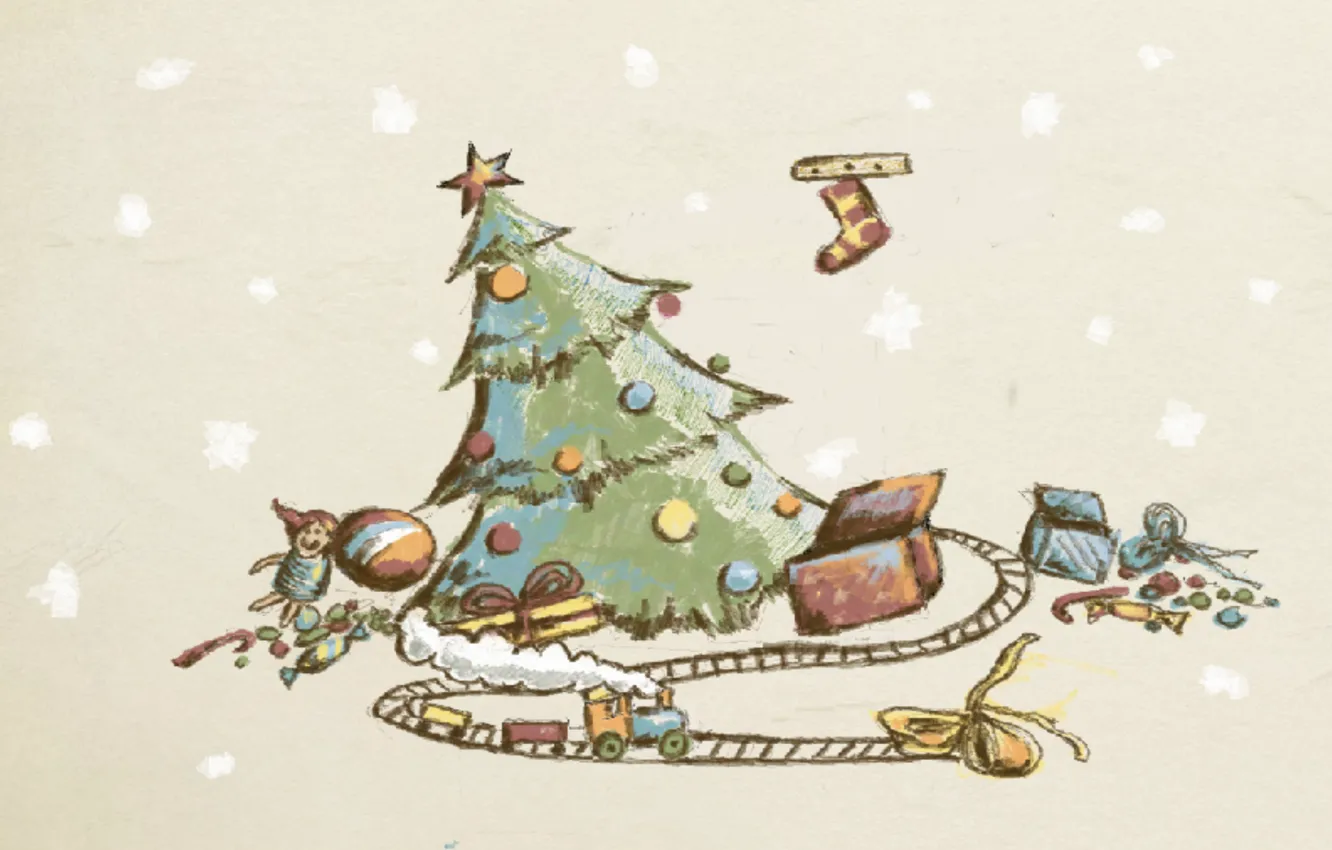 Photo wallpaper holiday, gift, toy, figure, tree