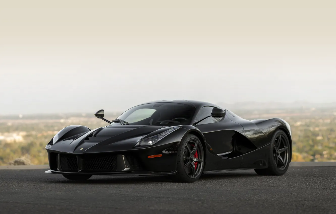 Photo wallpaper Ferrari, Car, Black, Super, Road, LaFerrari