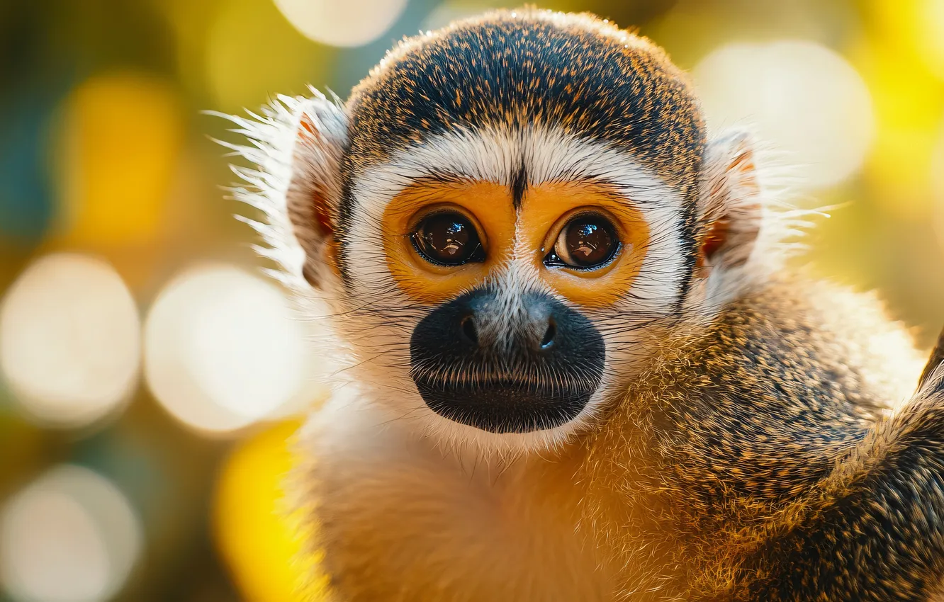 Photo wallpaper look, light, lights, portrait, monkey, face, monkey, bokeh