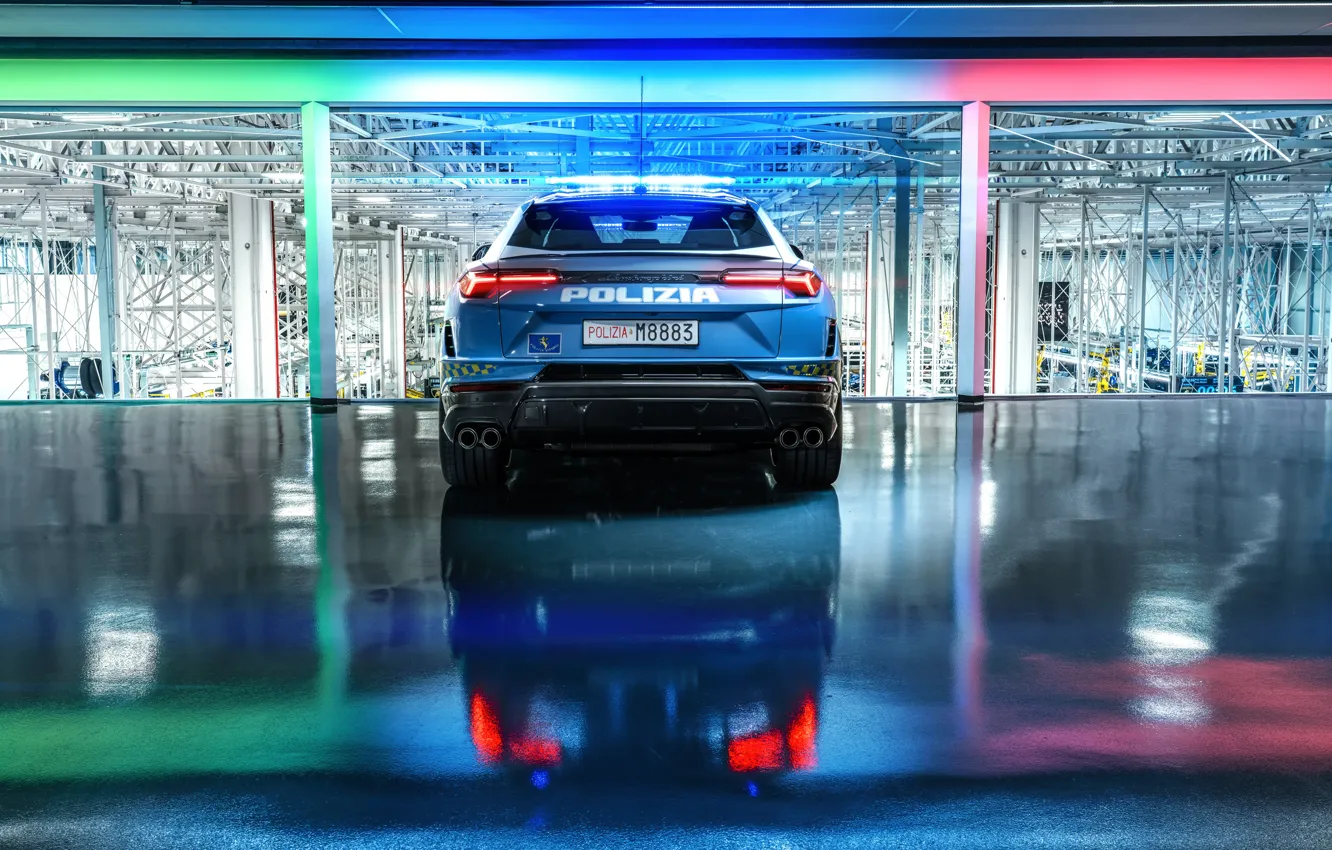 Photo wallpaper Lamborghini, rear, Urus, Lamborghini Urus Performing Police