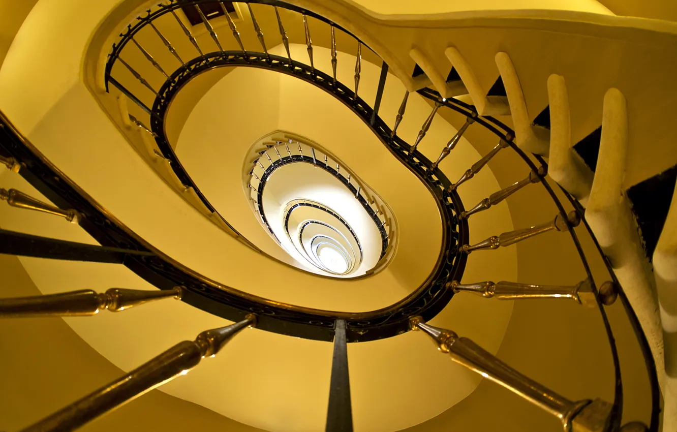 Photo wallpaper paint, spiral, the fence, ladder, railings