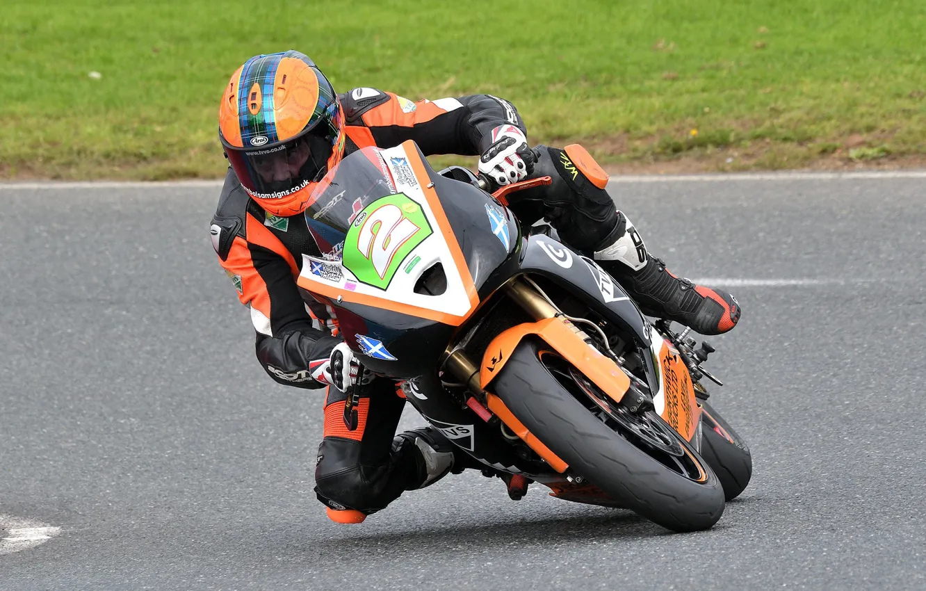 Photo wallpaper turn, bike, racing