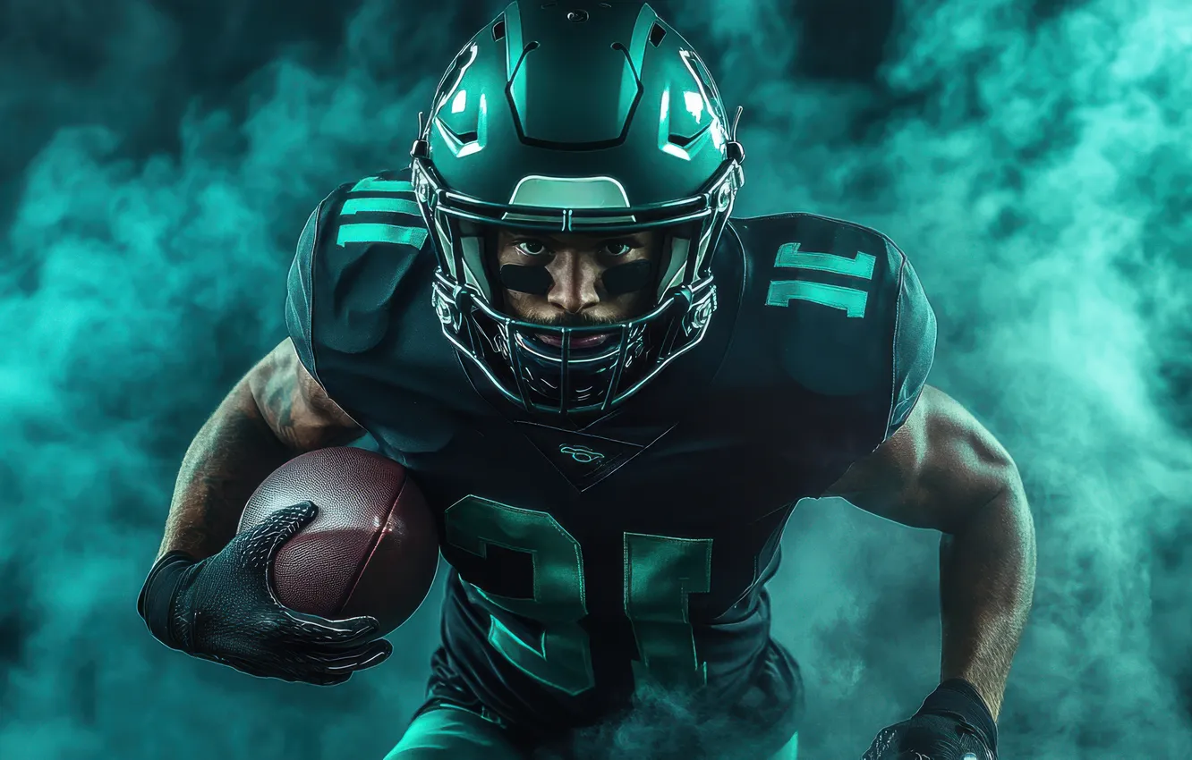 Photo wallpaper style, Neon, football, player, American