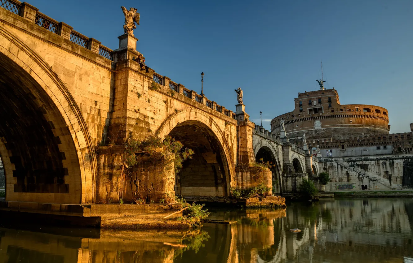 Photo wallpaper Rome, Italy, Ponte Sant'angelo, Castel Sant'angelo