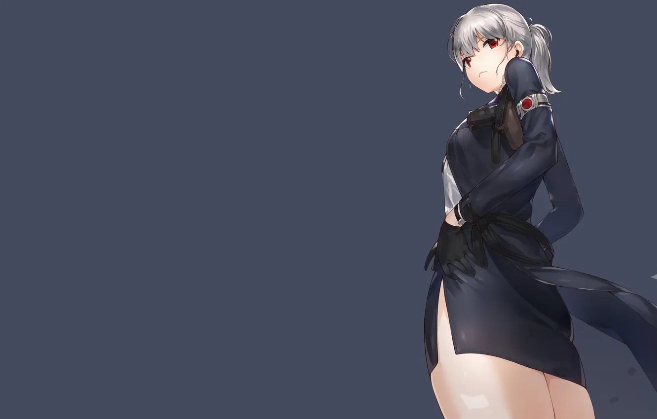 Photo wallpaper look, girl, blue background