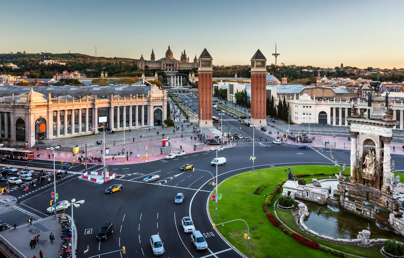 Photo wallpaper road, movement, street, Avenue, home, Spain, Barcelona
