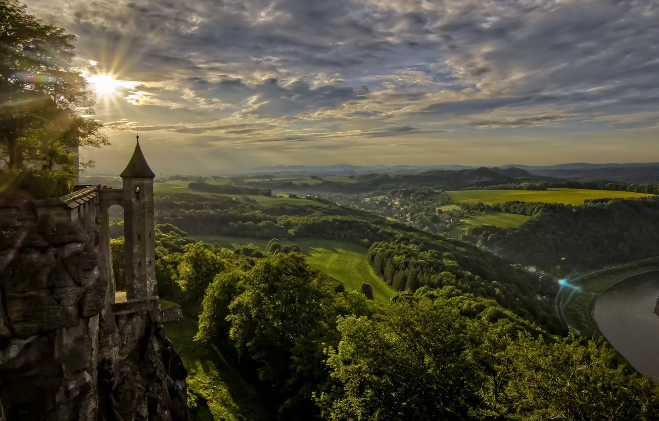 Photo wallpaper King stone, Switzerland, Evening sun
