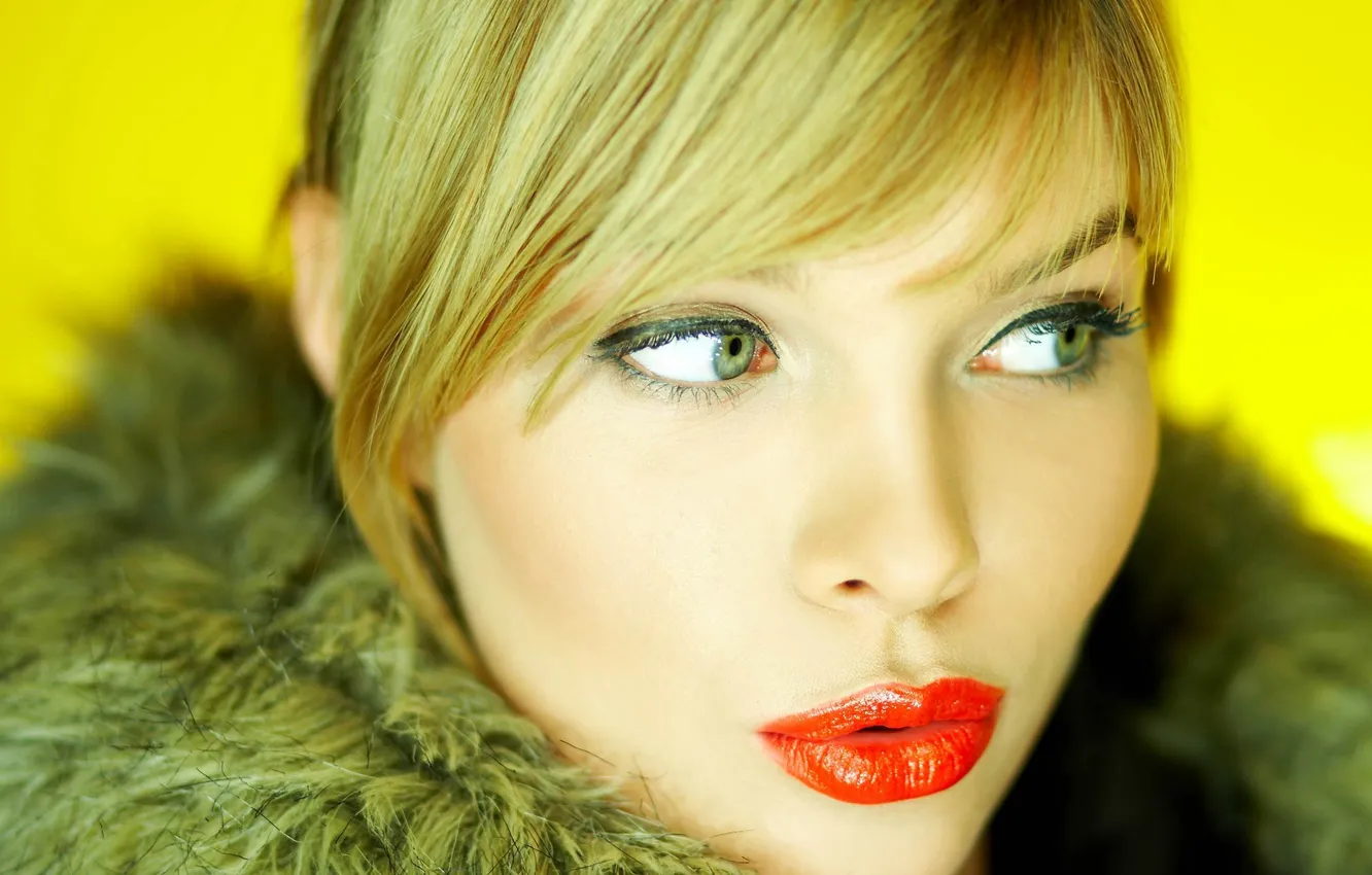 Photo wallpaper look, face, lipstick, lips, collar