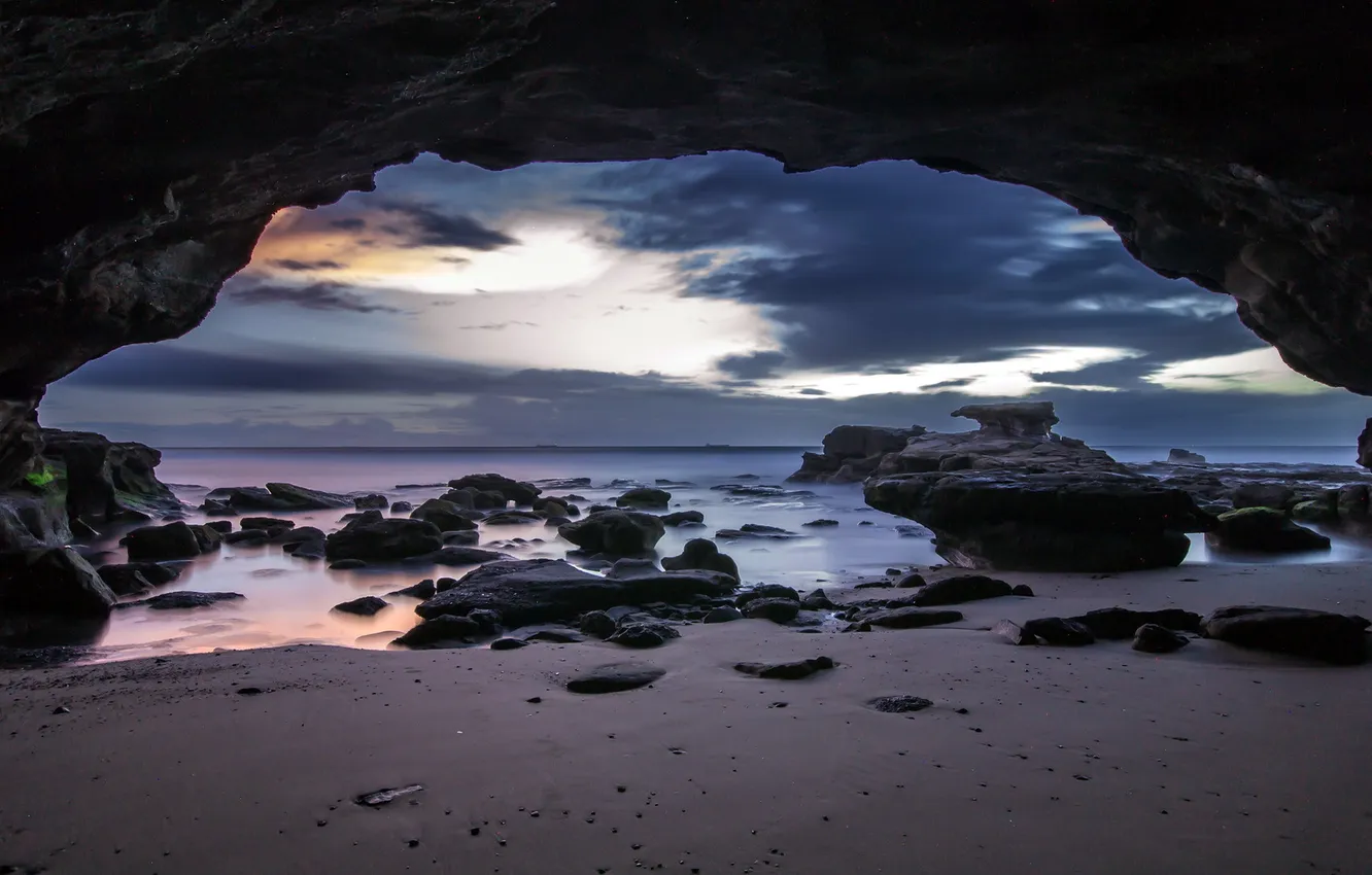 Photo wallpaper sea, landscape, rocks