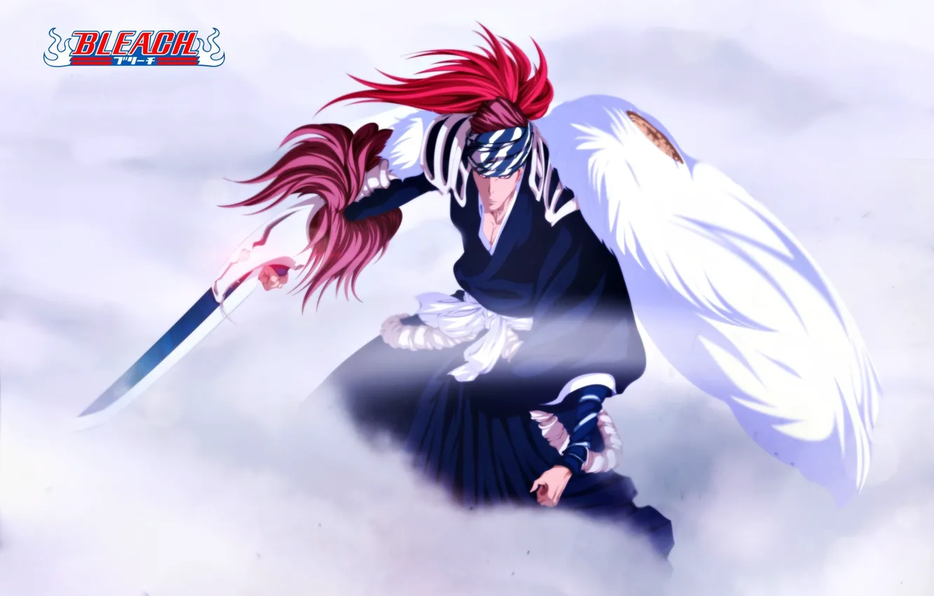 Photo wallpaper red, sword, game, Bleach, snake, red hair, anime, katana