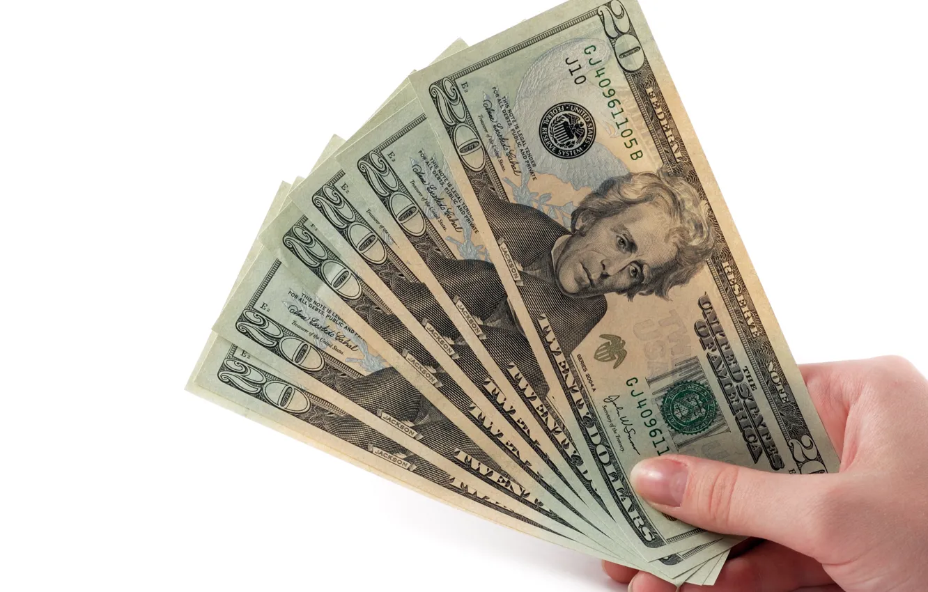 Photo wallpaper money, hands, fan, dollars, bills