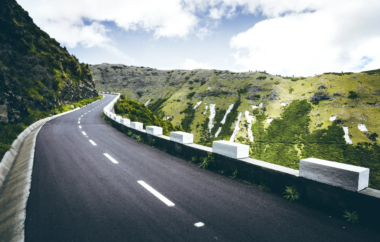 Photo wallpaper road, mountains, nature