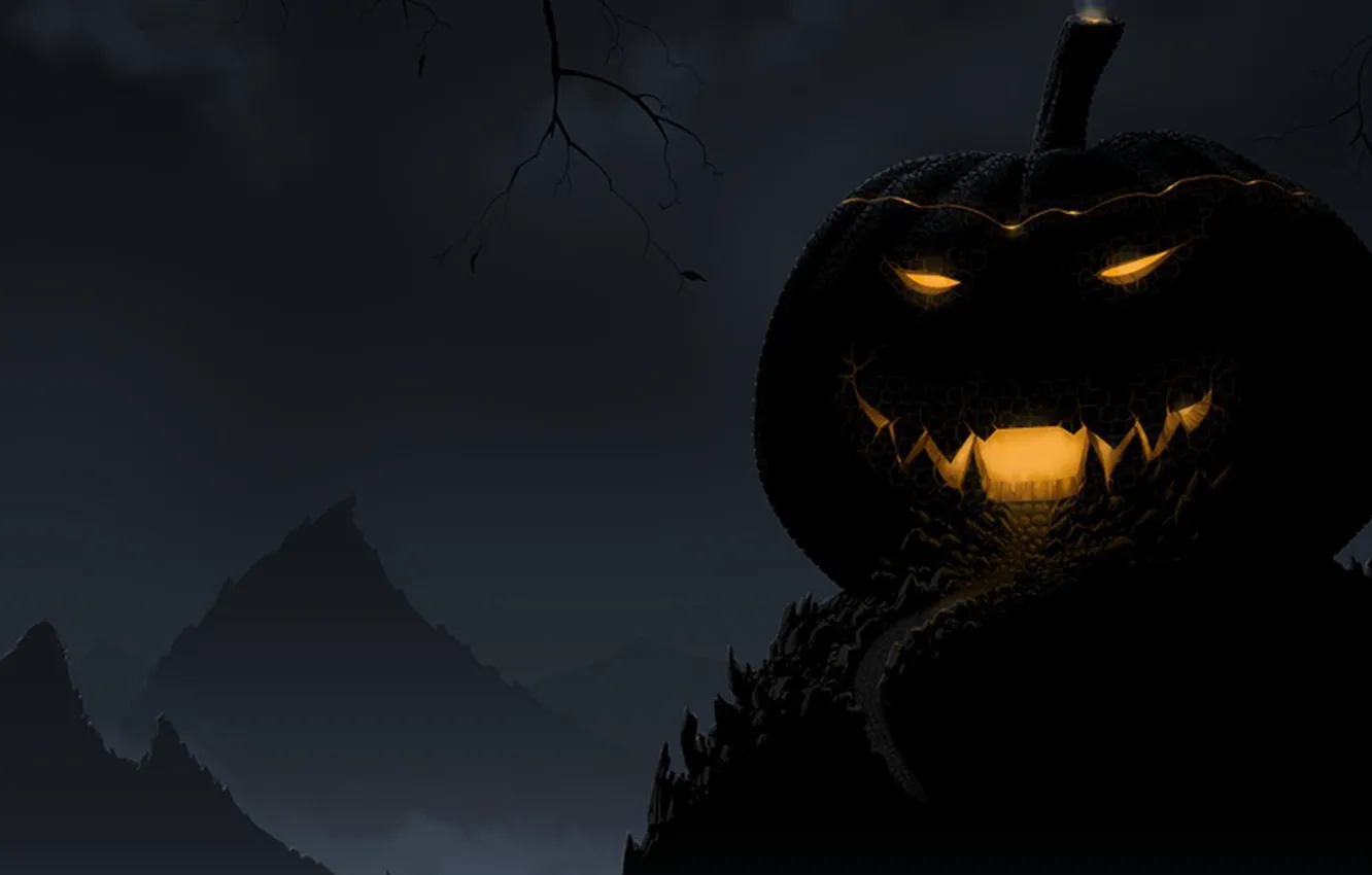 Photo wallpaper light, night, smile, the darkness, Halloween, pumpkin, Halloween, night