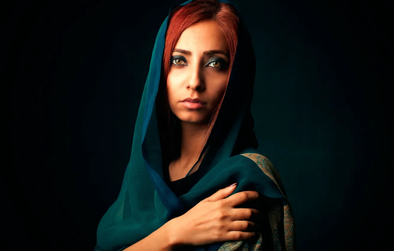 Photo wallpaper girl, makeup, Studio, artistic portrait