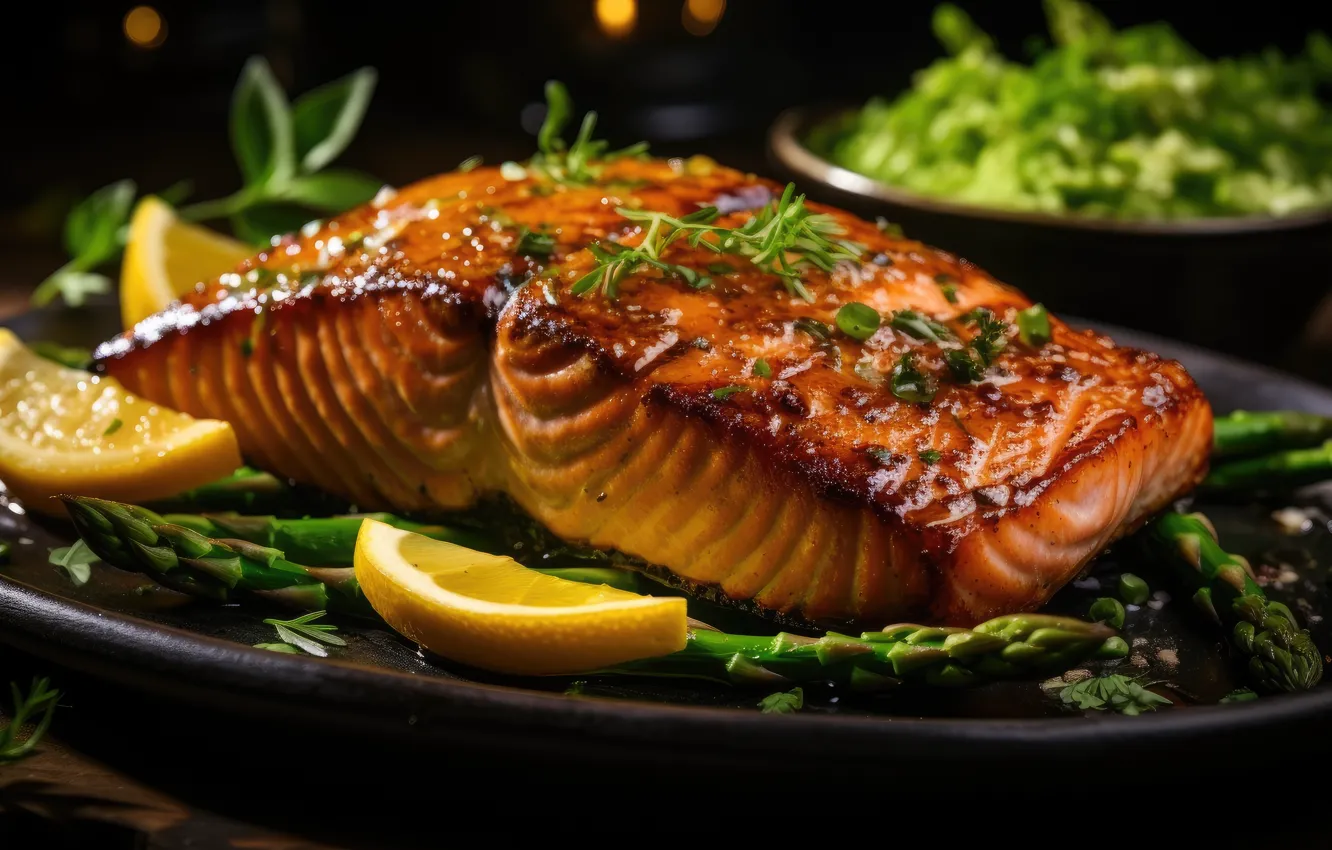 Photo wallpaper food, fish, fried fish, AI art, neural network