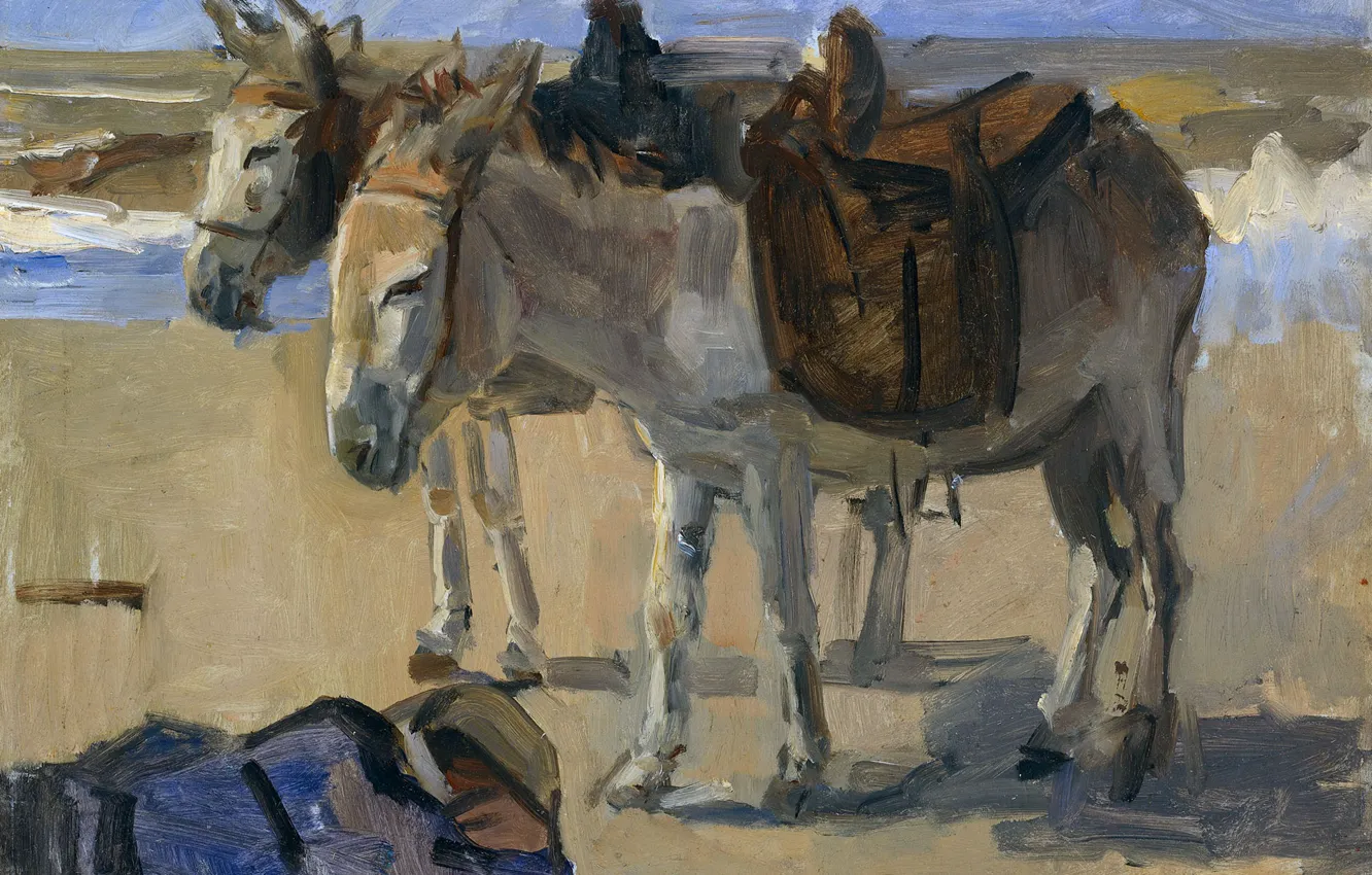 Photo wallpaper animals, picture, Isaac Israels, Two Donkeys