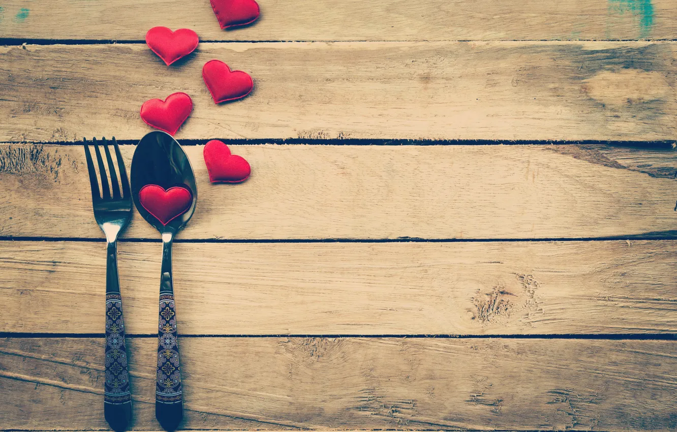Photo wallpaper love, heart, spoon, hearts, love, plug, heart, wood