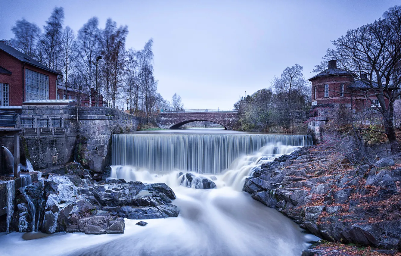 Photo wallpaper Park, Finland, Helsinki, Vanhankaupunginlahti, the rapids of the old town, The old town on