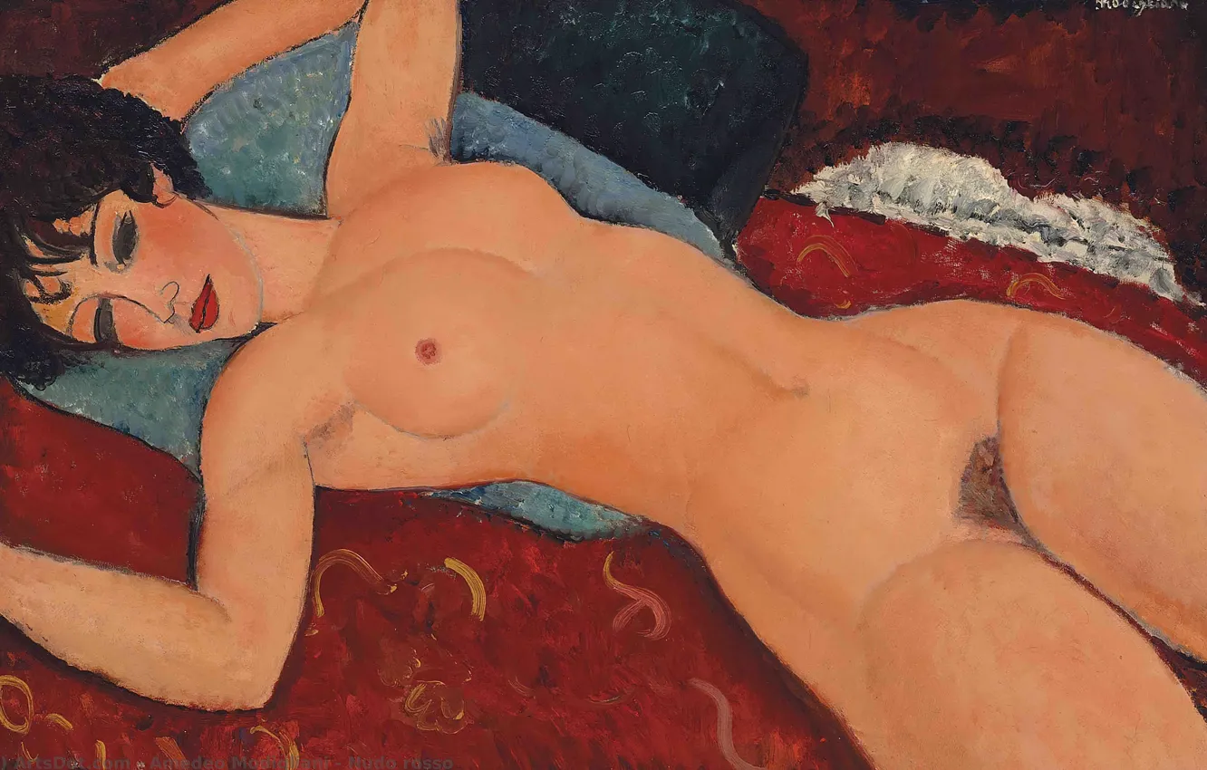Photo wallpaper Girl, Picture, Naked, Reclining Nude, Italian artist, Amedeo Modigliani, Amedeo Modigliani