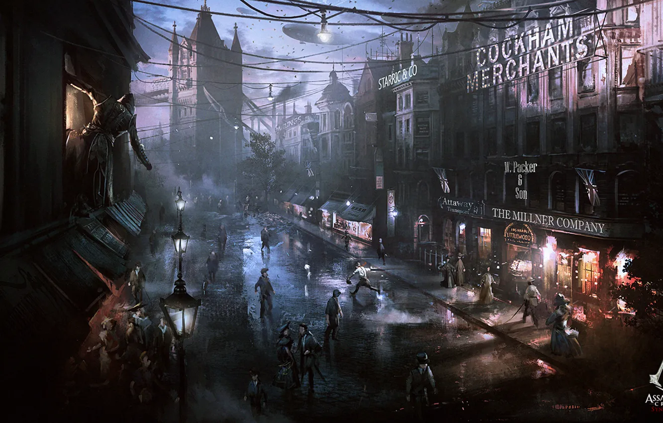 Photo wallpaper night, the city, street, killer, art, Assassin's Creed: Syndicate