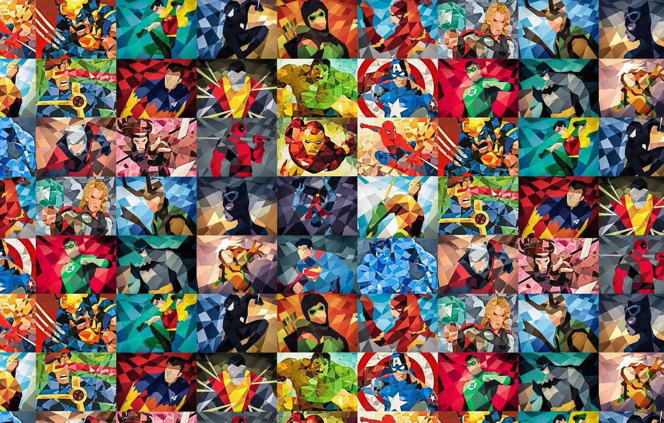 Photo wallpaper Heroes, Heroes, Art, Art, Pixels, Marvel, Marvel, Pixels