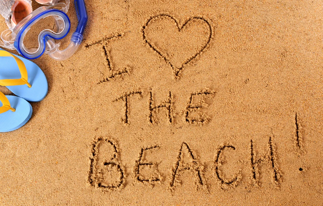 Photo wallpaper beach, sand, I love