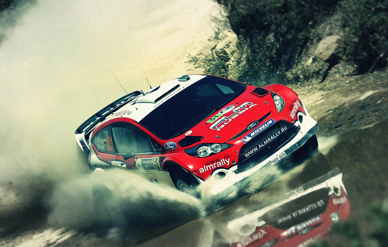 Photo wallpaper water, squirt, ford, rally, rally, wrc, fiesta, Eugene