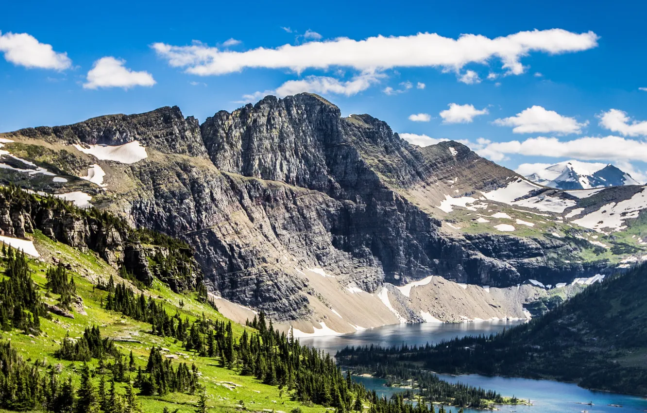 Photo wallpaper mountains, lake, Montana, USA, Hidden Lake
