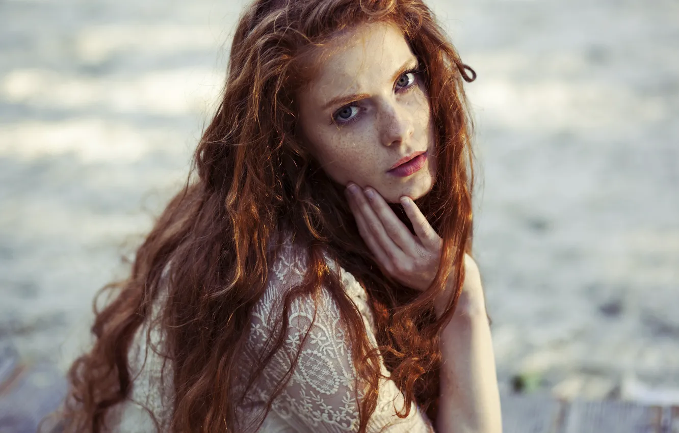 Photo wallpaper look, girl, face, hair, Lara Wernet