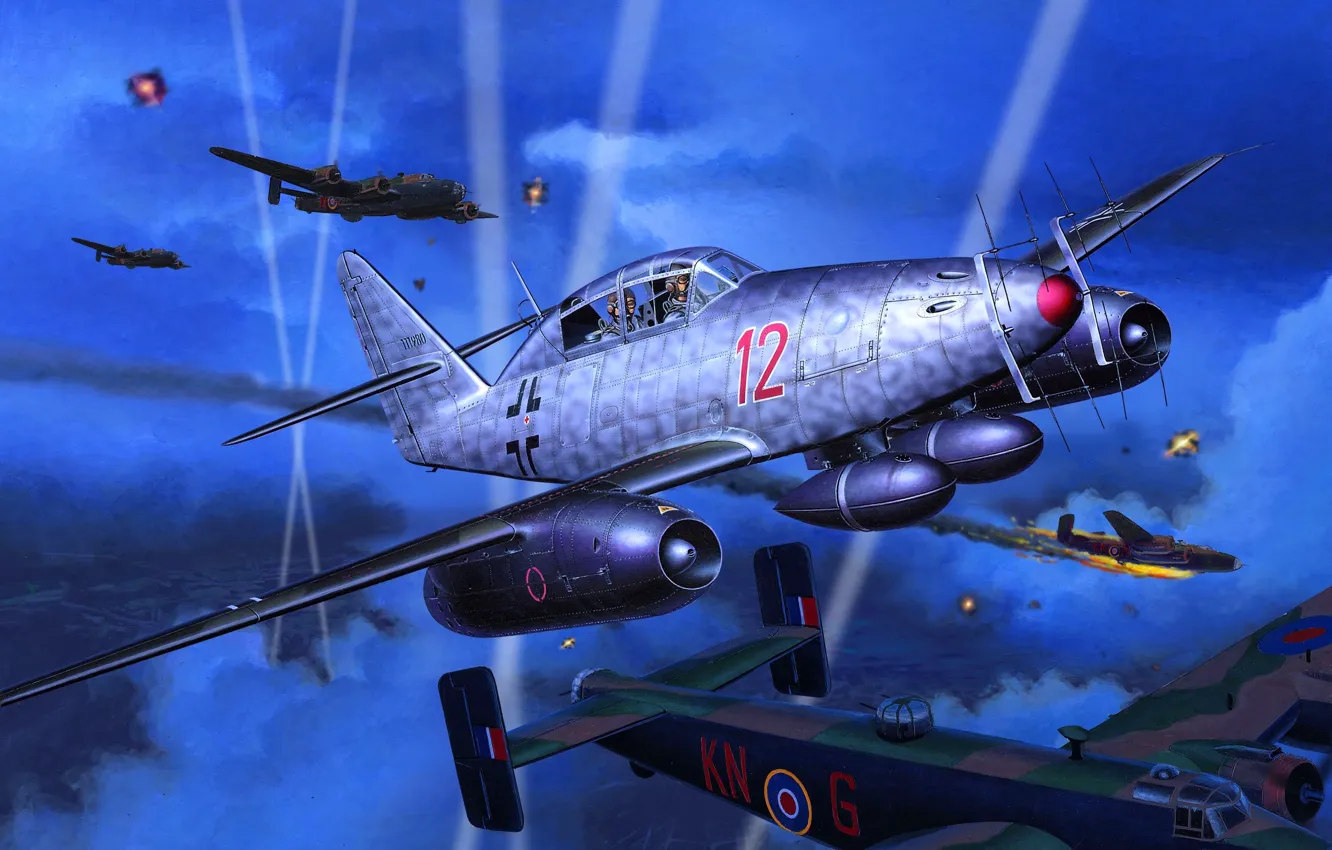 Photo wallpaper Messerschmitt, Me-262, The spotlight, Nightfighter, Me 262B-1a/U1