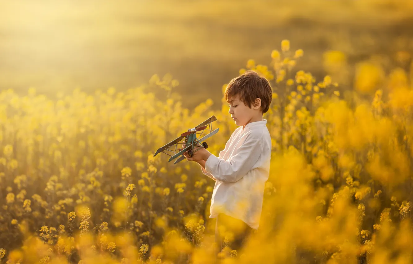 Photo wallpaper summer, boy, the plane