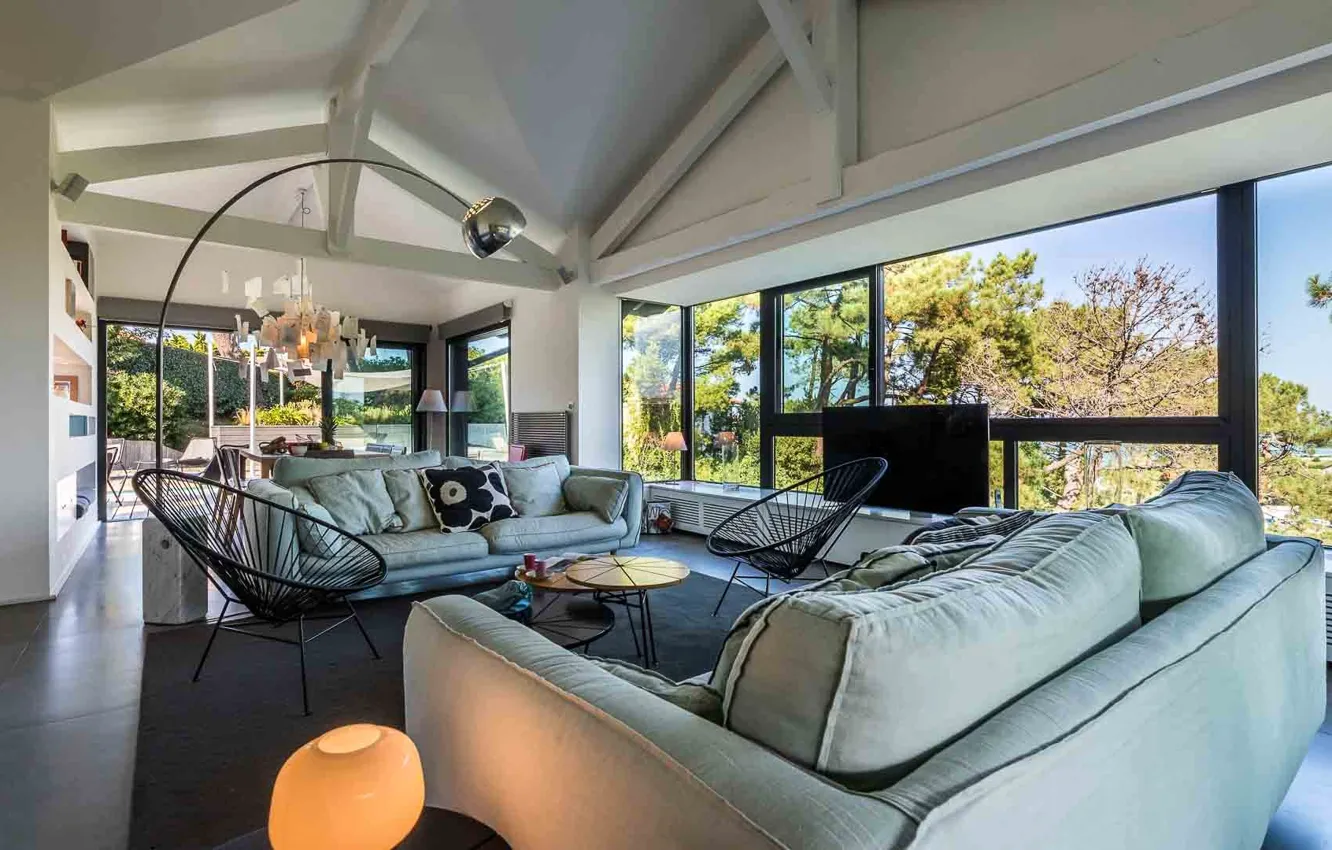 Photo wallpaper design, style, France, interior, living room, dining room, Biarritz, Luxury Villa in Biarritz