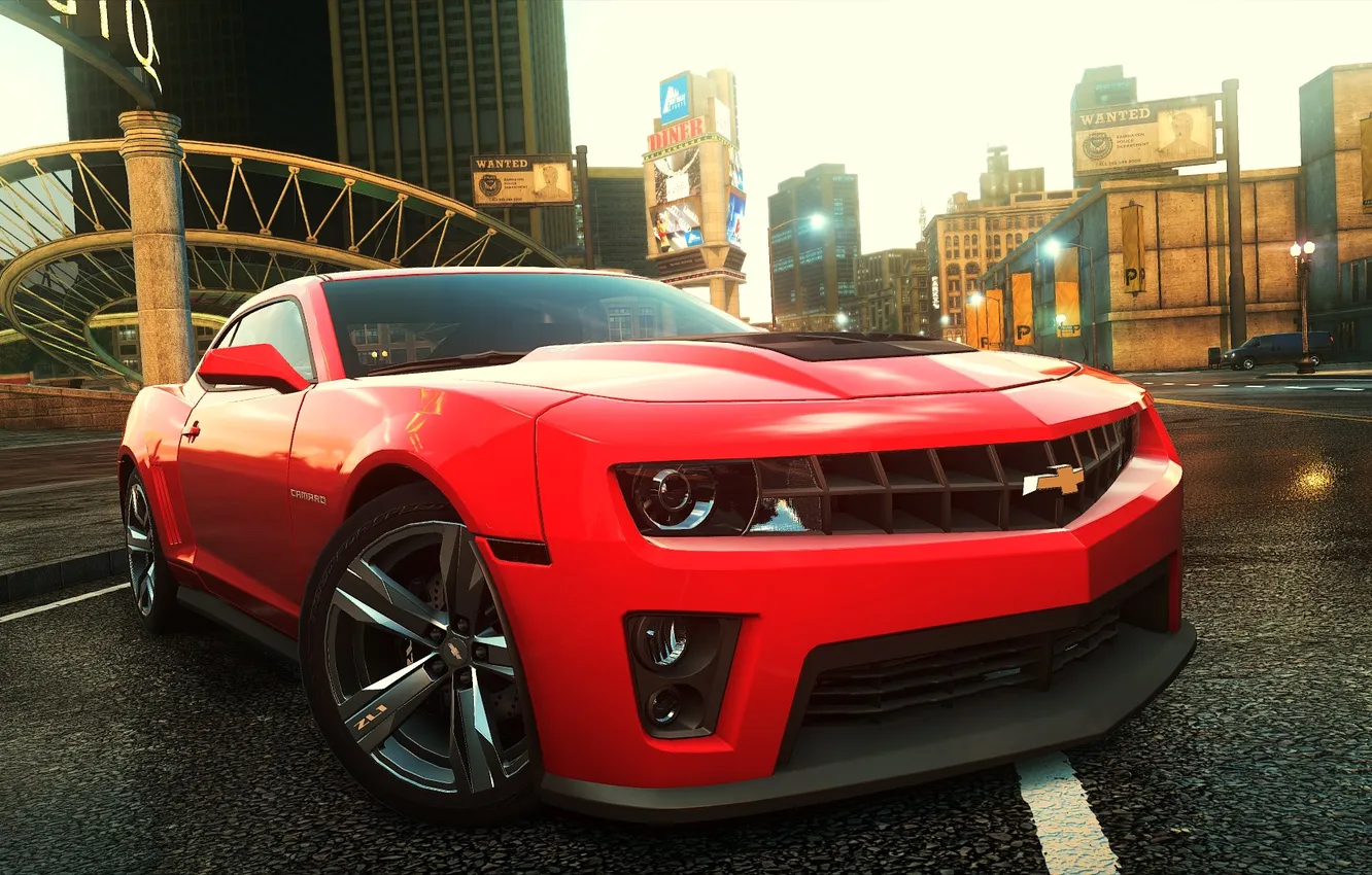 Photo wallpaper machine, the city, lights, view, need for speed most wanted 2, chevrolet camaro