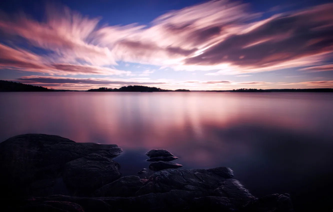 Photo wallpaper sea, the sky, clouds, landscape, sunset, nature