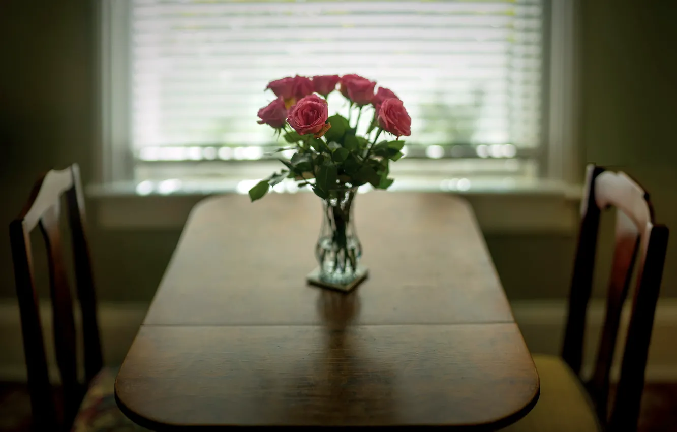 Photo wallpaper flowers, table, roses