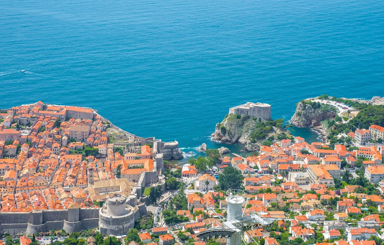 Photo wallpaper sea, coast, building, panorama, Croatia, Croatia, Dubrovnik, Dubrovnik