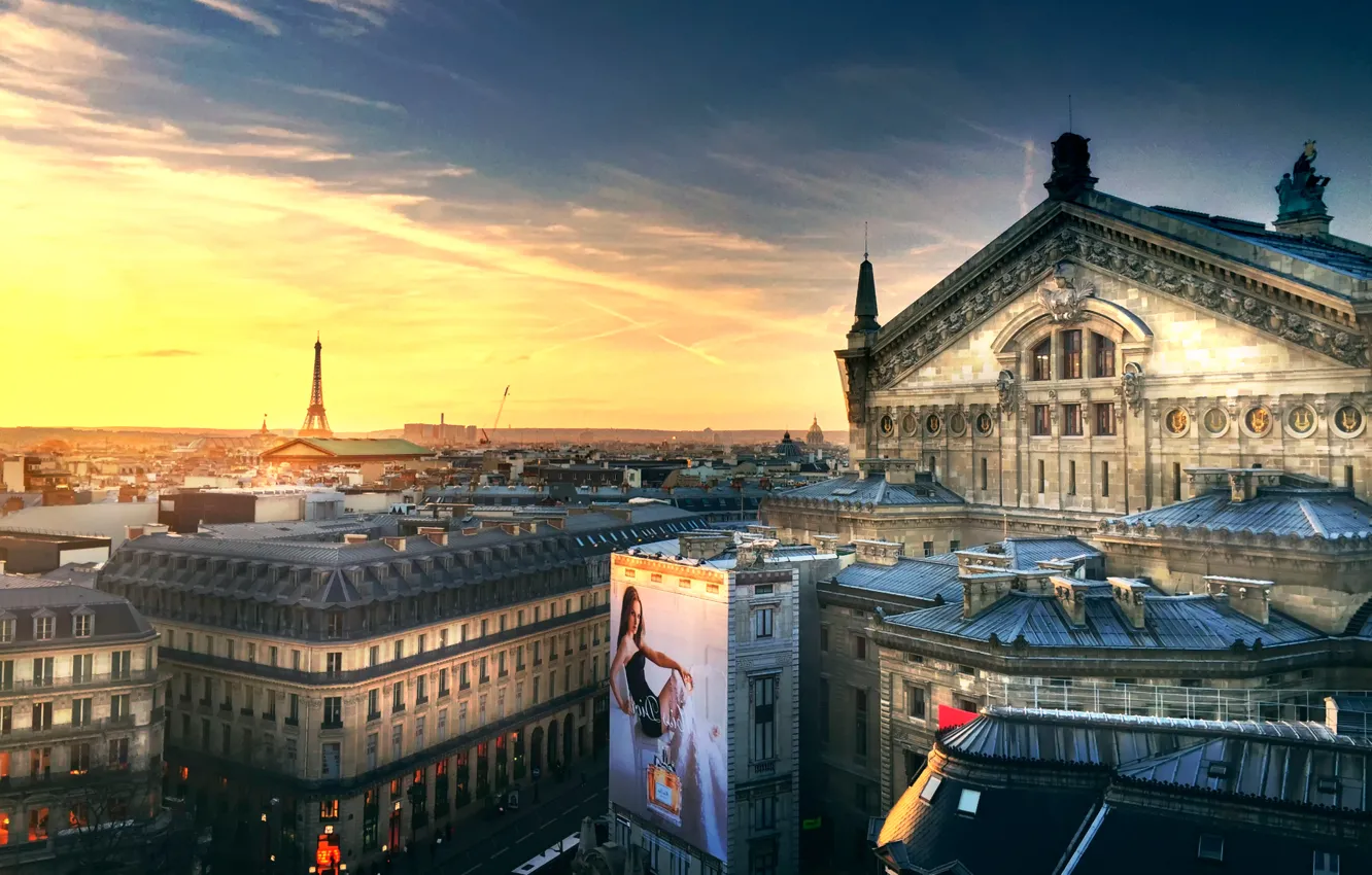 Photo wallpaper France, Paris, Opera, Eiffel Tower