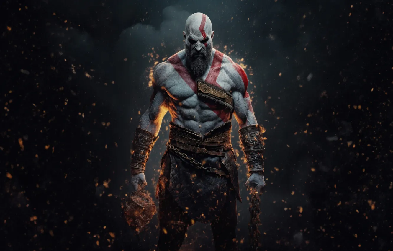 Photo wallpaper axe, Sony, Ragnarok, weapon, Kratos, God of War, snow, blow