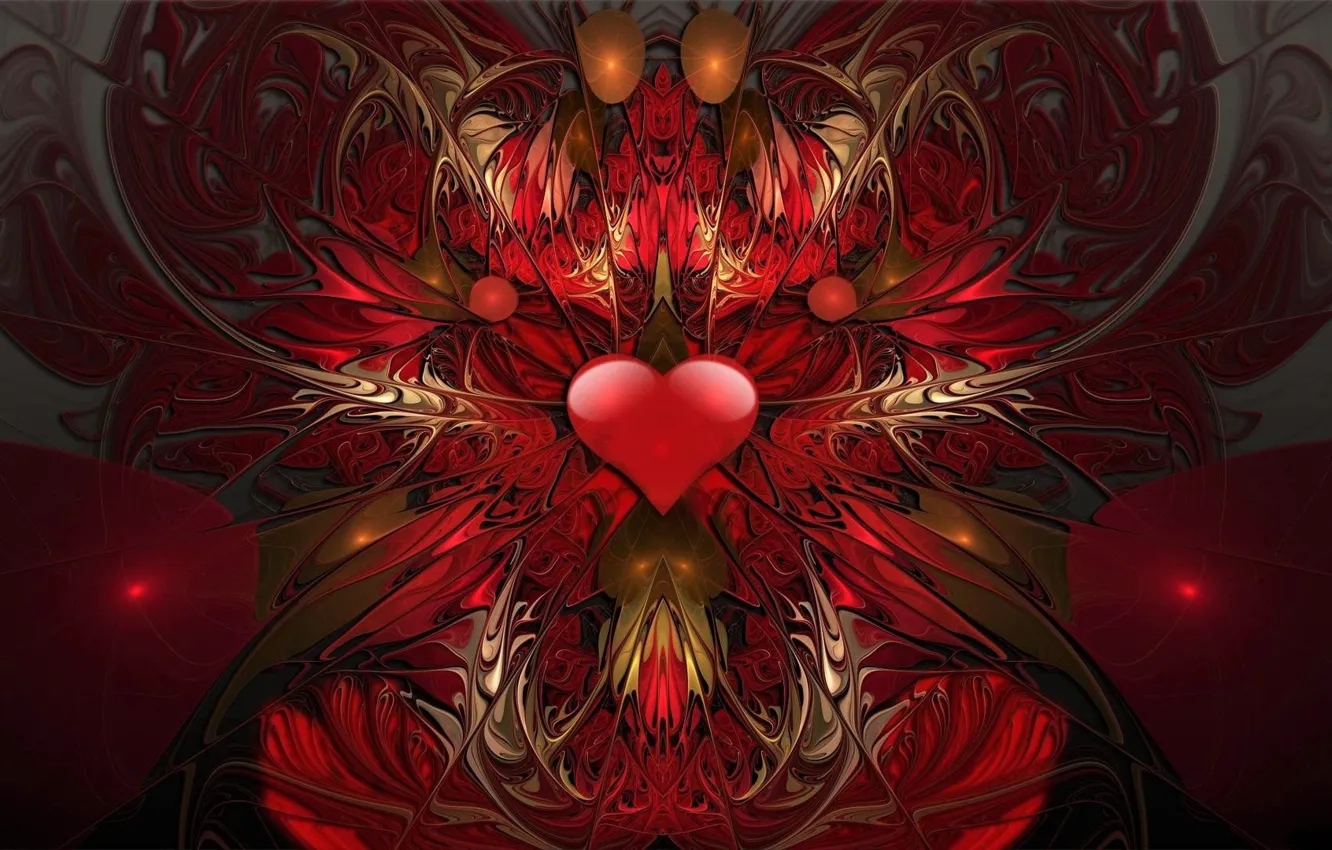 Photo wallpaper red, pattern, heart