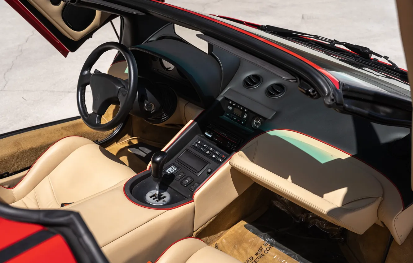 Photo wallpaper Lamborghini, Diablo, steering wheel, car interior, Lamborghini Diablo VT Roadster